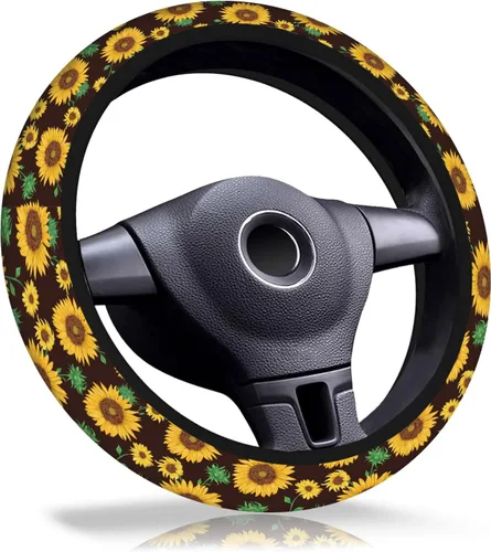 Miniatura 10 de Funda para volante de automóvil, de neopreno elástico transpirable antideslizante de 15 pulgadas, protector para volante de automóvil para mujeres