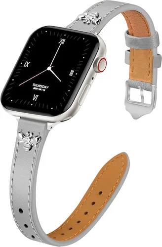 Miniatura 36 de JR.DM Correas de cuero delgadas compatibles con Apple Watch Band 1.496 in 1.575 in 1.614 in 1.654 in 1.732 in 1.772 in 1.811 in 1.929 in, correa