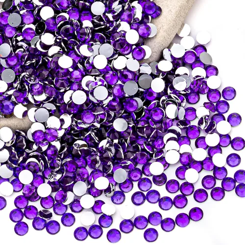 Miniatura 75 de Diamantes de imitación AB verdes a granel, 5000 piezas de diamantes de imitación de fondo plano redondos de gelatina AB sin fijación térmica, gemas