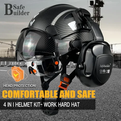 Miniatura 2 de SAFEBUILDER Casco de Seguridad Industrial con Visera Orejeras Casco Duro con Visera Cascos Duros Ventilados Trabajo de Construcción Protección