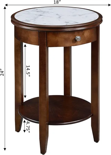 Miniatura 3 de Convenience Concepts American Heritage Baldwin - Mesa auxiliar con cajón, mármol blanco / espresso