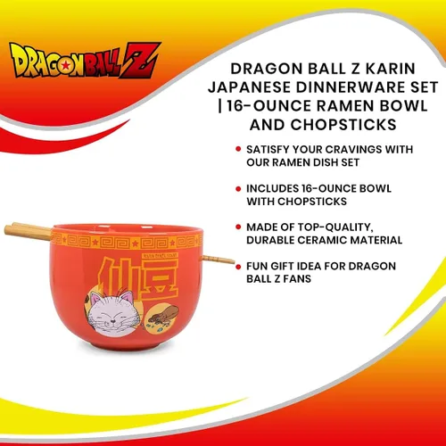 Miniatura 6 de Dragon Ball Z Karin - Juego de vajilla de cerámica japonesa El ajuste del lugar incluye cuenco de ramen de 16 onzas y palillos de madera, juego
