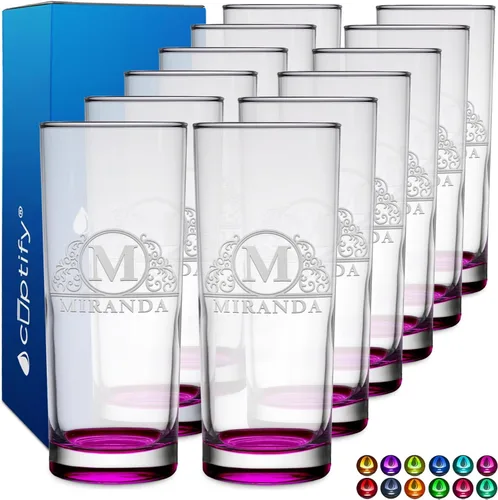 Miniatura 42 de Highball personalizado de 10.5 onzas con fondo negro, vaso Collins alto personalizado, cóctel de bebida mixta recta, inicial con nombre de regalo