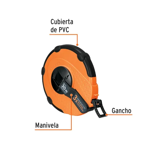 Miniatura 2 de TRUPER TP30ME Reglas de cinta larga de fibra de vidrio, carcasa de plástico de 98 pies (98.4 ft)