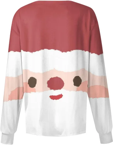 Miniatura 3 de Chamarras médicas estampadas de Navidad para mujer, con botones frontales, lindo estampado, manga larga, uniforme de enfermera, con bolsillos