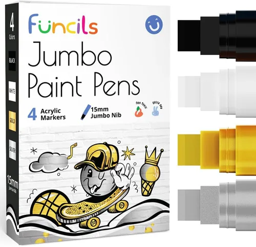 Miniatura 12 de Marcadores de pintura a base de aceite jumbo de 0.591 in (paquete de 10) - Bolígrafos de pintura al óleo para metal, tela, vidrio, rocas, neumáticos
