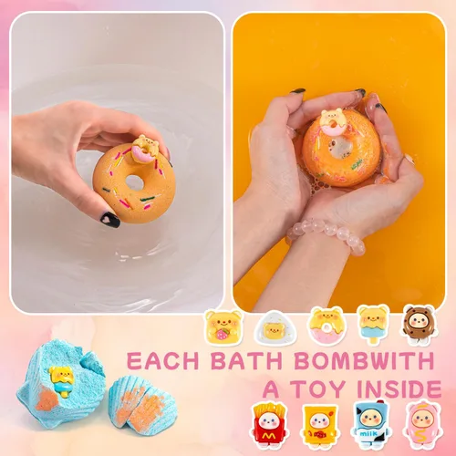 Miniatura 3 de Juego de 9 bombas de baño XXL con juguetes sorpresa para niños, juego de regalo de cumpleaños para niñas y niños, regalo ideal para el día