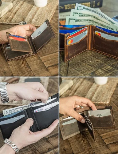 Miniatura 22 de Carteras de cuero genuino hechas a mano, tarjeteros minimalistas y fundas para pasaporte, regalo hecho a mano