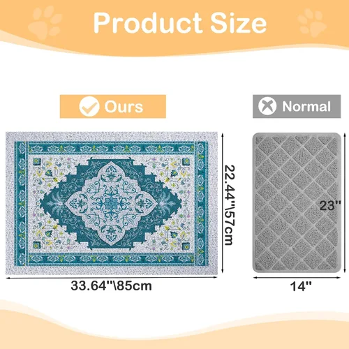 Miniatura 6 de Glittme Alfombrilla de Arena para Gatos con Base Antideslizante, Alfombrilla de Caja de Arena Impermeable que Atrapa la Arena, Fácil de Limpiar