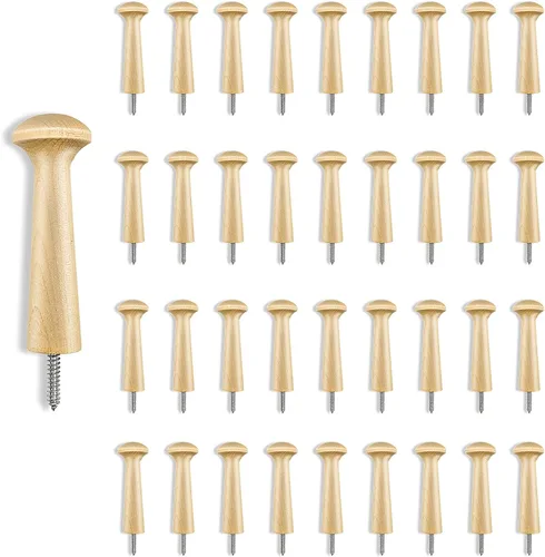 Sfcddtlg 36 piezas de clavijas de madera con tornillo de madera de 2.95 pulgadas en clavijas cocteleras de madera sin terminar para colgar ropa,