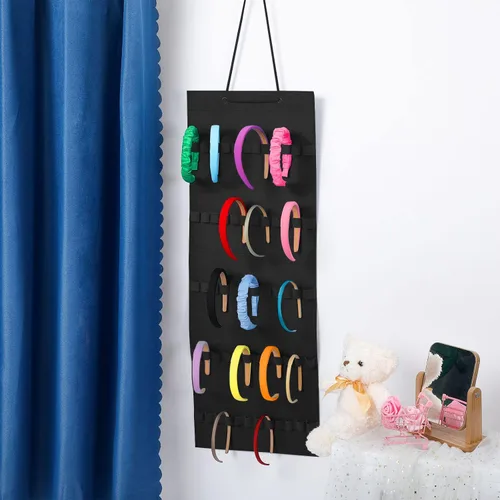 Miniatura 4 de Tudomro Soporte Colgante para Diademas para Niñas Organizador de Accesorios de Cabello de Felpa con 60 Bandas Elásticas Soporte para Lazos