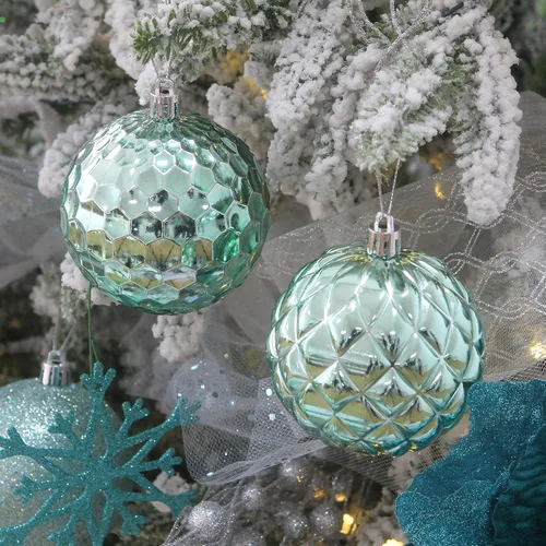 Miniatura 11 de Sea Team Paquete de 41 adornos de bolas de Navidad con cuerdas, bolas de tamaño mediano de 2.36 pulgadas, bombillas de Navidad de plástico Menta