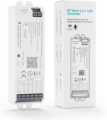 Miniatura 7 de Controlador LED 5 en 1 WB5 2.4GHz WiFi PWM compatible con Alexa Google Home Smart Life Tuya APP para atenuación CCT RGB RGBW RGBCCT LED controlador