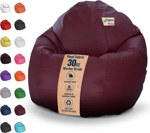 Miniatura 9 de Puf grande de vinilo marino – Puf impermeable para barcos y piscinas – con cuentas de poliestireno y silla rellena de espuma CertiPUR para adultos