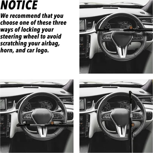 Miniatura 3 de CARTMAN Bloqueo de seguridad antirrobo para volante de vehículo, con longitud ajustable, para autos, camiones, camionetas y SUV, color negro