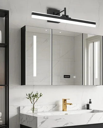 Miniatura 6 de Moderna lámpara de tocador negra ajustable LED para baño sobre espejo giratorio (negro, 23.6 pulgadas, 5CCT regulable)