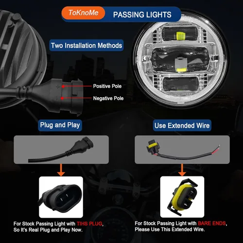 Miniatura 5 de Faro delantero LED de 7 pulgadas cromado con luces antiniebla para motocicleta, lámpara compatible con Harley Davidson Touring Road King Ultra