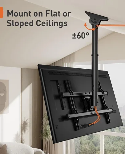Miniatura 7 de Perlegear - Soporte de pared para TV de techo, soporte de TV colgante para televisores planos o curvos de 37 a 75 pulgadas hasta 45 kg, soporte