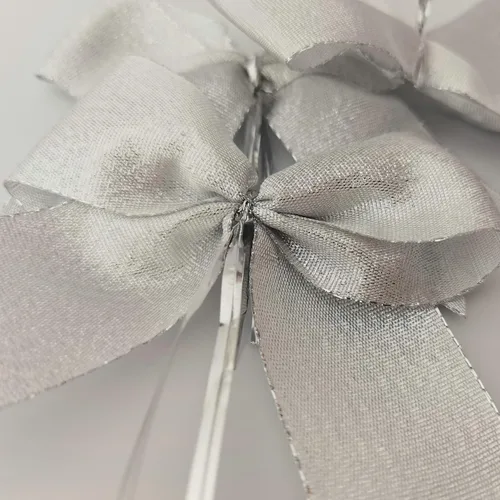 Miniatura 5 de 36 lazos plateados metálicos de 4-1/2 pulgadas con lazos giratorios para envolver regalos, embalaje, decoración de Navidad (4.5 pulgadas, plateado)