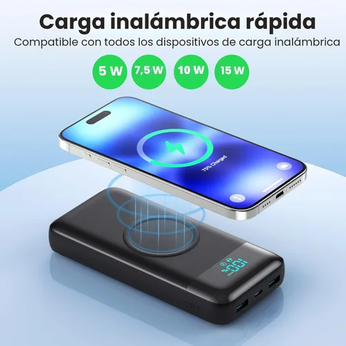 Miniatura 2 de Cargador portátil inalámbrico de 40800 mAh con 3 cables integrados, batería de carga inalámbrica 7 en 1 de 15 W, 25 W PD QC 4.0 carga rápida USB C