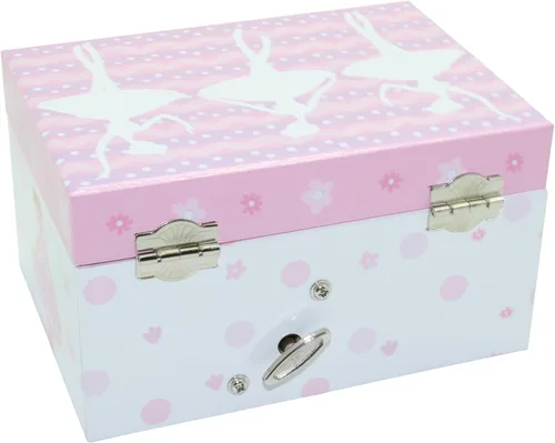 Miniatura 3 de Jewelkeeper - Caja de bailarina para niña, diseño de lunares, color rosa y blanco