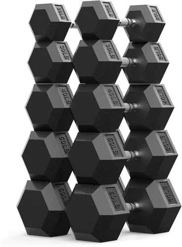 Miniatura 18 de PAPABABE Juego de mancuernas, mancuernas de gimnasio en casa con revestimiento de goma, mancuernas para mujeres y hombres, pesas de mano