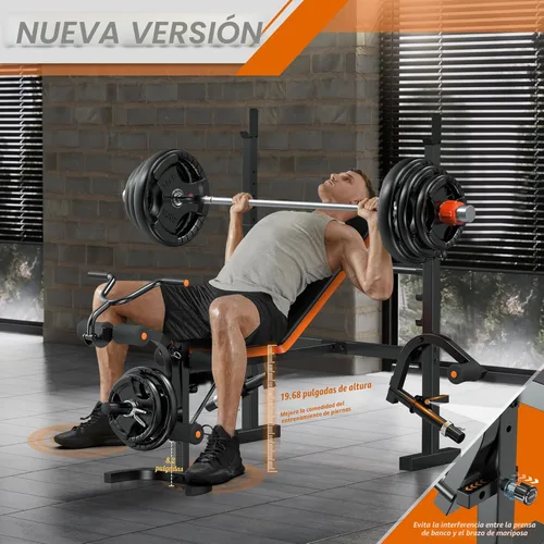 Miniatura 2 de XDDIAS Banco de pesas, juego de prensa de banco de 770 libras con extensión de piernas, banco de pesas olímpico 6 en 1 para gimnasio en casa, banco