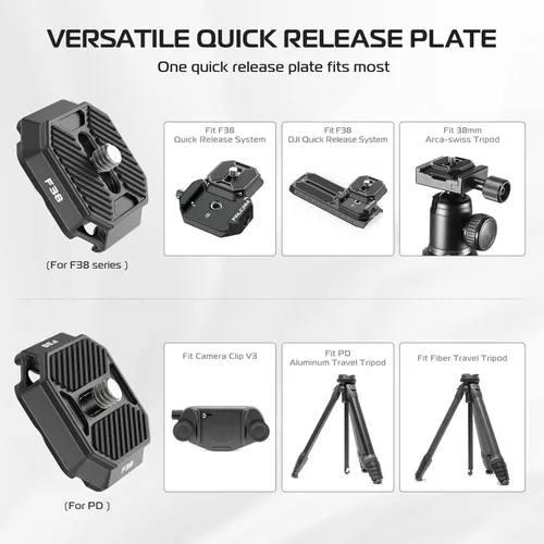 Miniatura 3 de ULANZI FALCAM F38 Placa de liberación rápida para cámara compatible con clip de cámara V3 y clip de mochila, adaptador de montaje estándar de 1.496