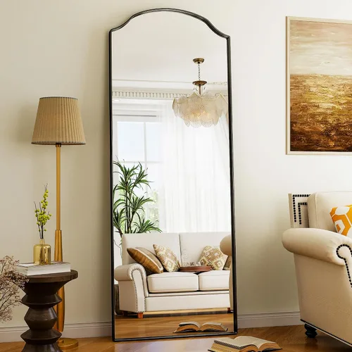 Miniatura 9 de Espejo arqueado de cuerpo completo con diseño único de esquina festoneada de 24 x 65 pulgadas, espejo de pared de longitud completa para dormitorio