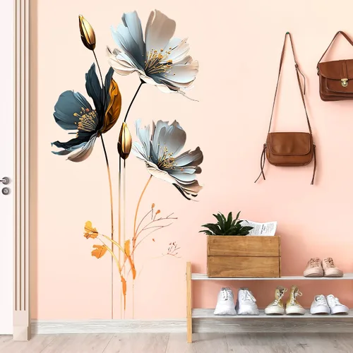 Miniatura 9 de Calcomanía de pared de loto en relieve de estilo chino, calcomanía de pared floral en 3D, removible para despegar y pegar, mural de pared para sala