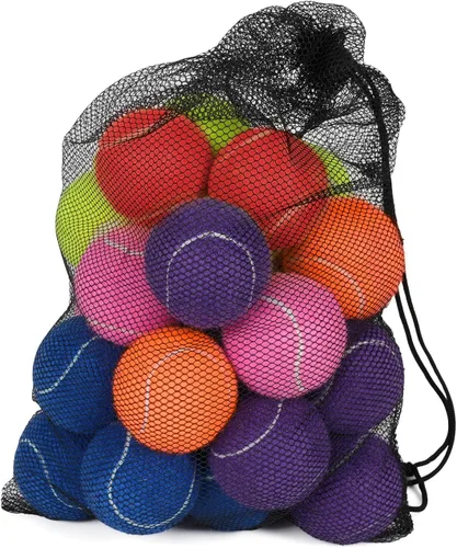 Miniatura 10 de Paquete de 24 pelotas de tenis, pelotas de tenis de entrenamiento, pelotas de juego de perros para mascotas, pelotas de tenis de práctica con bolsa