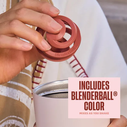 Miniatura 3 de BlenderBottle Vaso coctelero aislado 2 en 1 de acero inoxidable, tapa a prueba de fugas, pajita, BlenderBall, sin BPA, para batidos de proteínas
