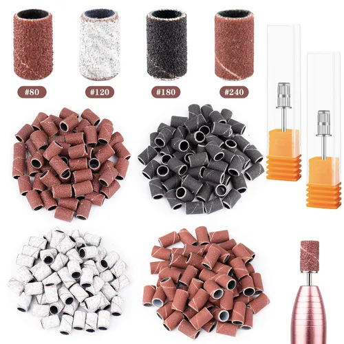 Juego de bandas de lijado para taladro de uñas, portátil, juego de 3 colores gruesos de grano fino Efile Sand Set 80#120#180#240#, 2 piezas de