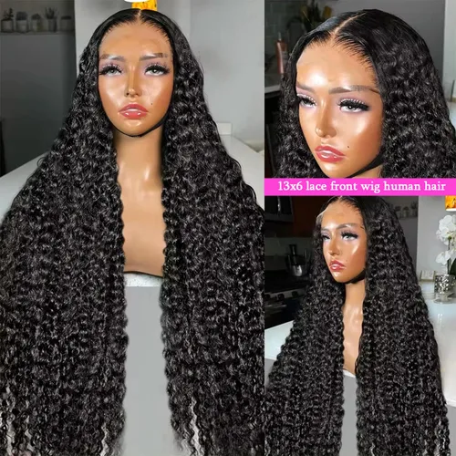 Miniatura 3 de Pelucas de cabello humano ondulado profundo con encaje frontal de 30 pulgadas, pelucas rizadas para mujeres negras, pelucas de encaje frontal