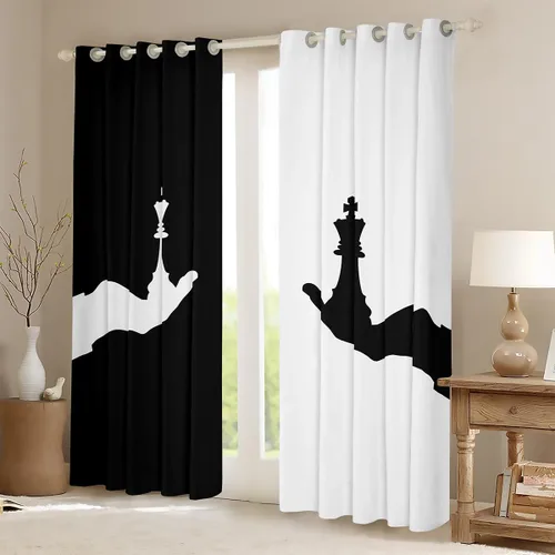 Miniatura 2 de Cortinas de ajedrez internacionales para niños, adultos, niños, juegos, cortinas de ventana para dormitorio, sala de estar, tratamiento de ventana