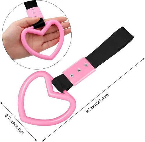 Miniatura 3 de 2 anillos en forma de corazón, correas para manija de automóvil, dije de deriva para parachoques trasero, anillo de advertencia, decoración