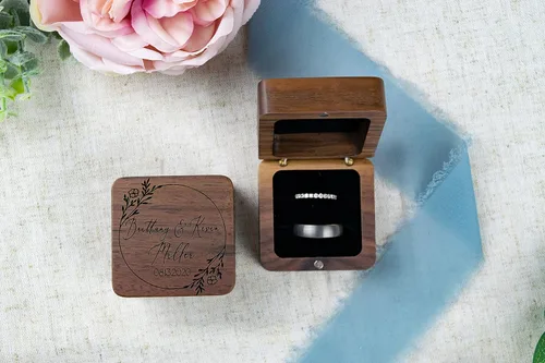 Miniatura 6 de Caja del anillo de boda, Caja de anillo personalizada, Caja del portador del anillo, Cajas del anillo de boda para la ceremonia Señor y la Sra. Caja