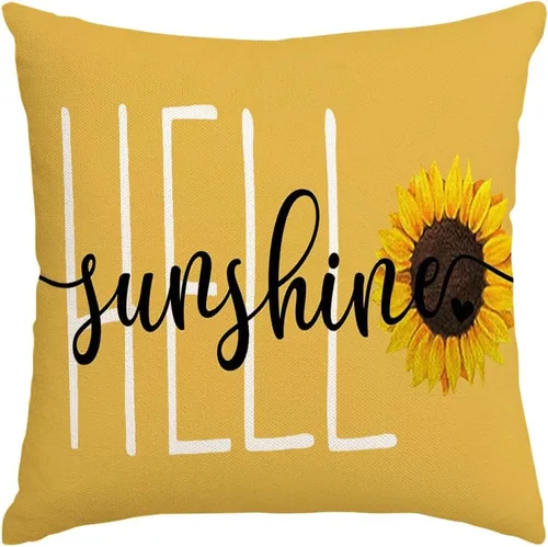 Miniatura 8 de RABUSOFA Hello Sunshine Quote - Fundas de almohada de girasol, primavera y verano, funda de cojín decorativa de temporada para exteriores