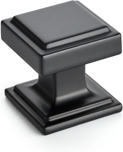 Miniatura 9 de Pomos de gabinete plateados de Home Expert, paquete de 5 - Tiradores cuadrados negros para cocina y cajones - Pomos de puerta de armario de níquel