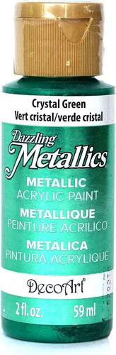 DecoArt Dazzling Metallics - Pintura acrílica verde cristal de 2 onzas