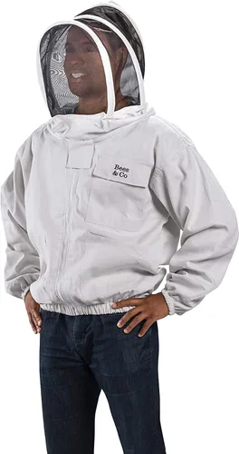Miniatura 3 de Bees & Co K74 Chaqueta de apicultor de algodón natural con velo de esgrima Crystal White