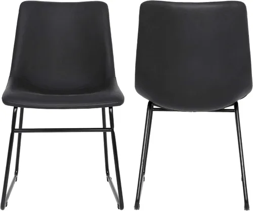 Miniatura 4 de SUPER DEAL Juego de 2 sillas de comedor para cocina y comedor de 18.3 pulgadas, estilo de mediados de siglo, modernas, de piel sintética, sillas