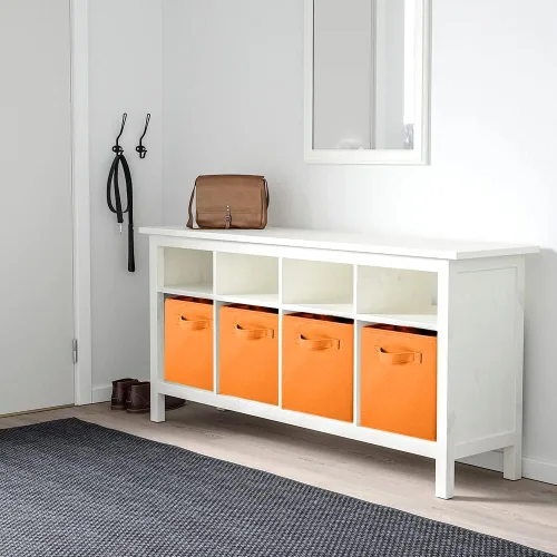 Miniatura 4 de PowerKing Cubos de almacenamiento plegables con asas, contenedores plegables de tela para estantes de armario, contenedores de almacenamiento Naranja