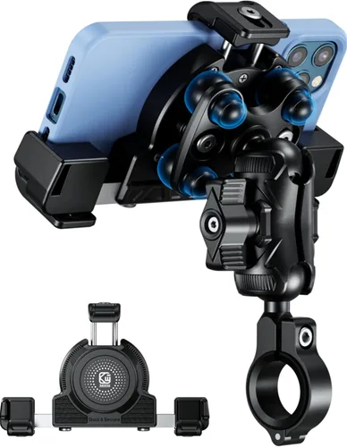 Kewig Soporte de teléfono para motocicleta con amortiguador de vibraciones y cámara sin bloqueo, soporte de teléfono de motocicleta antirrobo,