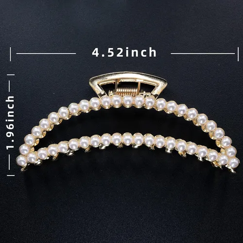 Miniatura 6 de Pinzas grandes de perlas para el cabello, 4.5 pulgadas, aleación de zinc, pinzas de plátano para cabello grueso, accesorios de sujeción fuerte