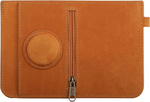 Airtag Passport Holder and Card Wallet, Crazy Horse Leather Passport Wallet with Card Slot, Air tag Passport Cover Holder for MenWomen. (Brown,
