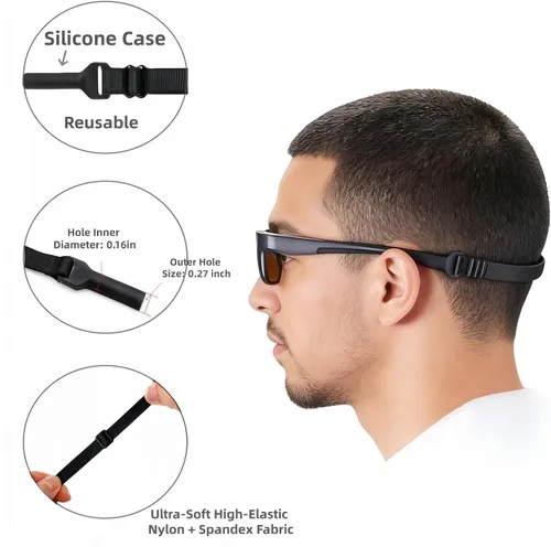 Miniatura 2 de Retenedores elásticos ajustables para gafas de lectura, gafas de miopía, gafas de sol deportivas