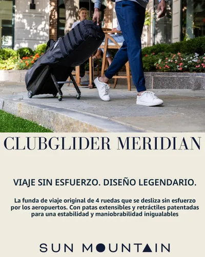 Miniatura 6 de Sun Mountain ClubGlider Meridian Bolsa de Viaje de Golf - Sistema de Rodamiento de 4 Ruedas, Patas Extensibles y Retráctiles para Transporte Fácil