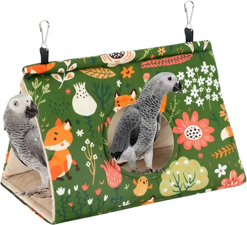 Miniatura 17 de Rypet Casa de nido de pájaros cálida para invierno, hamaca colgante de terciopelo, jaula de felpa mullida para pájaros escondidos, cama para dormir