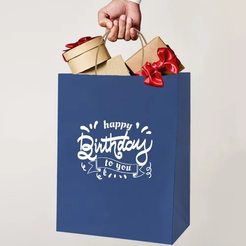 Miniatura 3 de Bolsas de regalo BagDream 50 piezas 10x5x13 Bolsas de regalo de papel Kraft azul marino con asas, bolsas de venta al por menor para mercancía